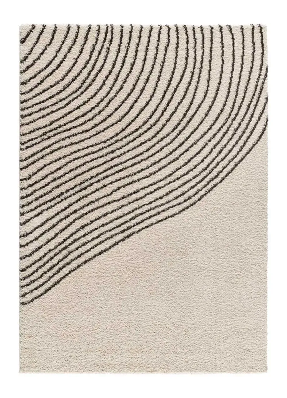 Tapis shaggy abstrait blanc/noir 120x180 cm