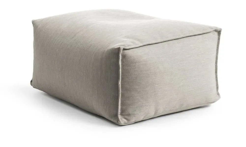 Pouf extérieur repose pied déhoussable beige 55x65x30 cm