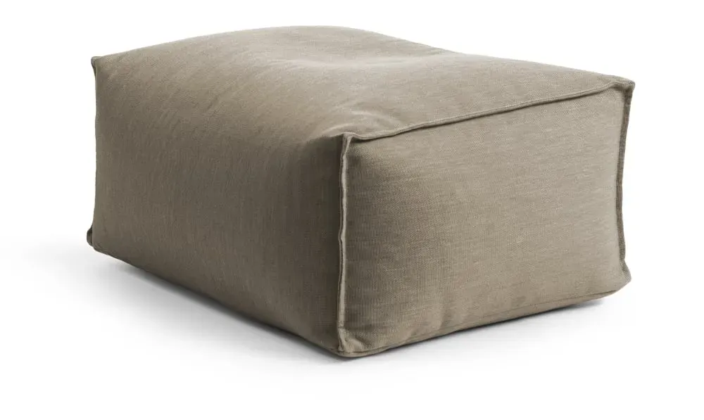 Pouf extérieur repose pied déhoussable taupe 55x65x30 cm