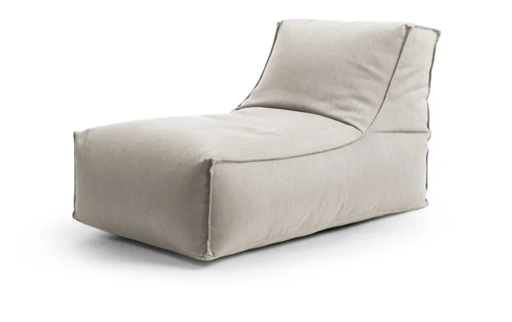 Pouf extérieur avec dossier déhoussable beige 65x100x65 cm