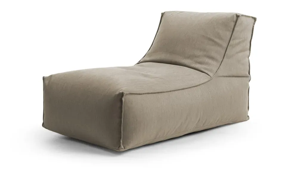 Pouf extérieur avec dossier déhoussable taupe 65x100x65 cm
