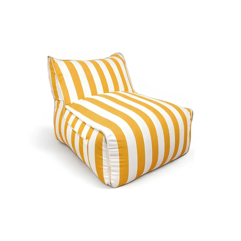 Fauteuil d'extérieur 75x95x70cm en tissu à rayure jaune et blanc