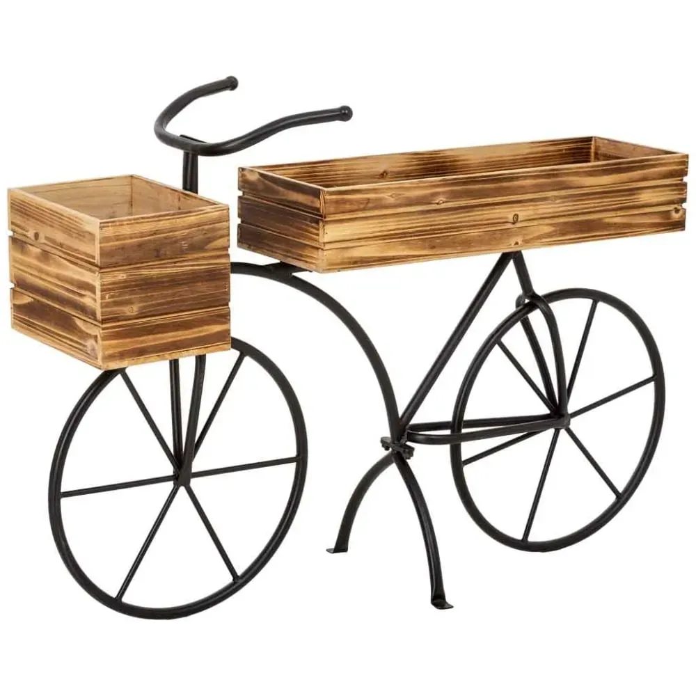 Chariot jardinière bois marron 80x21,5x48h cm