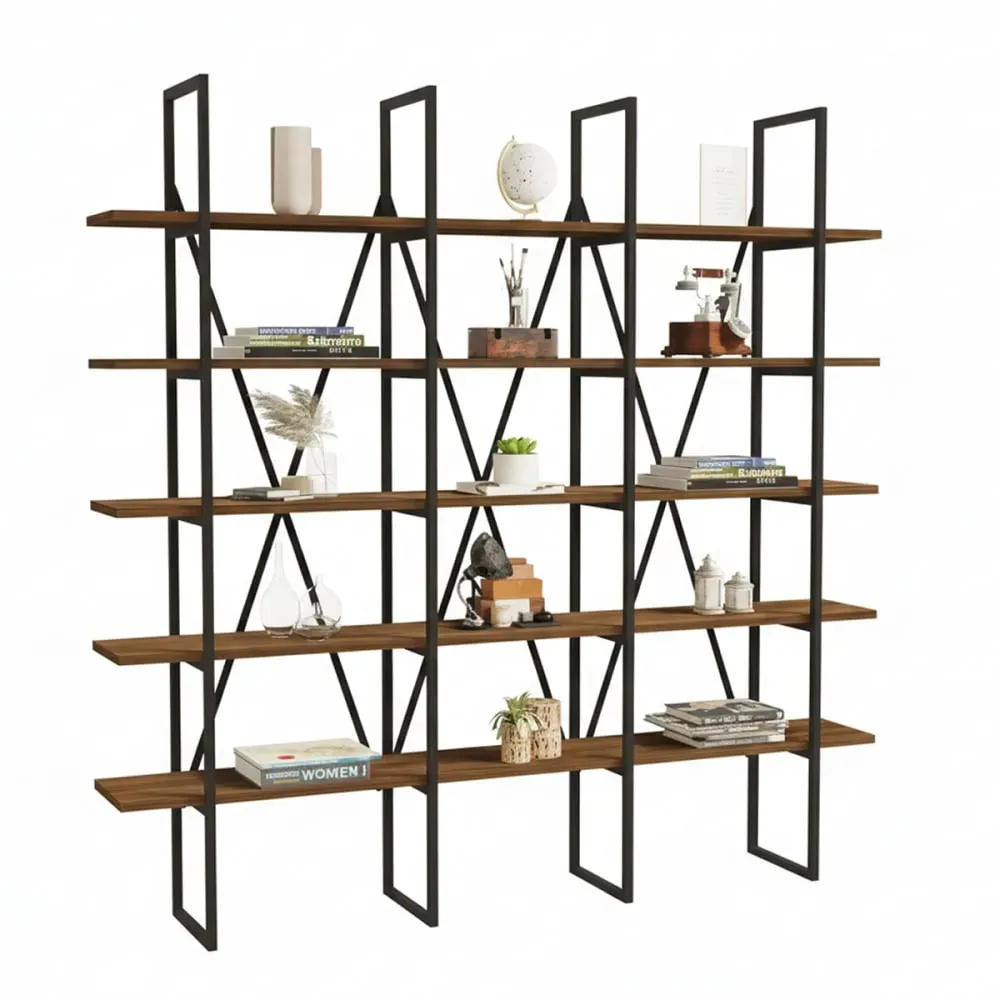 Etagère effet Noyer 5 niveaux 160 cm