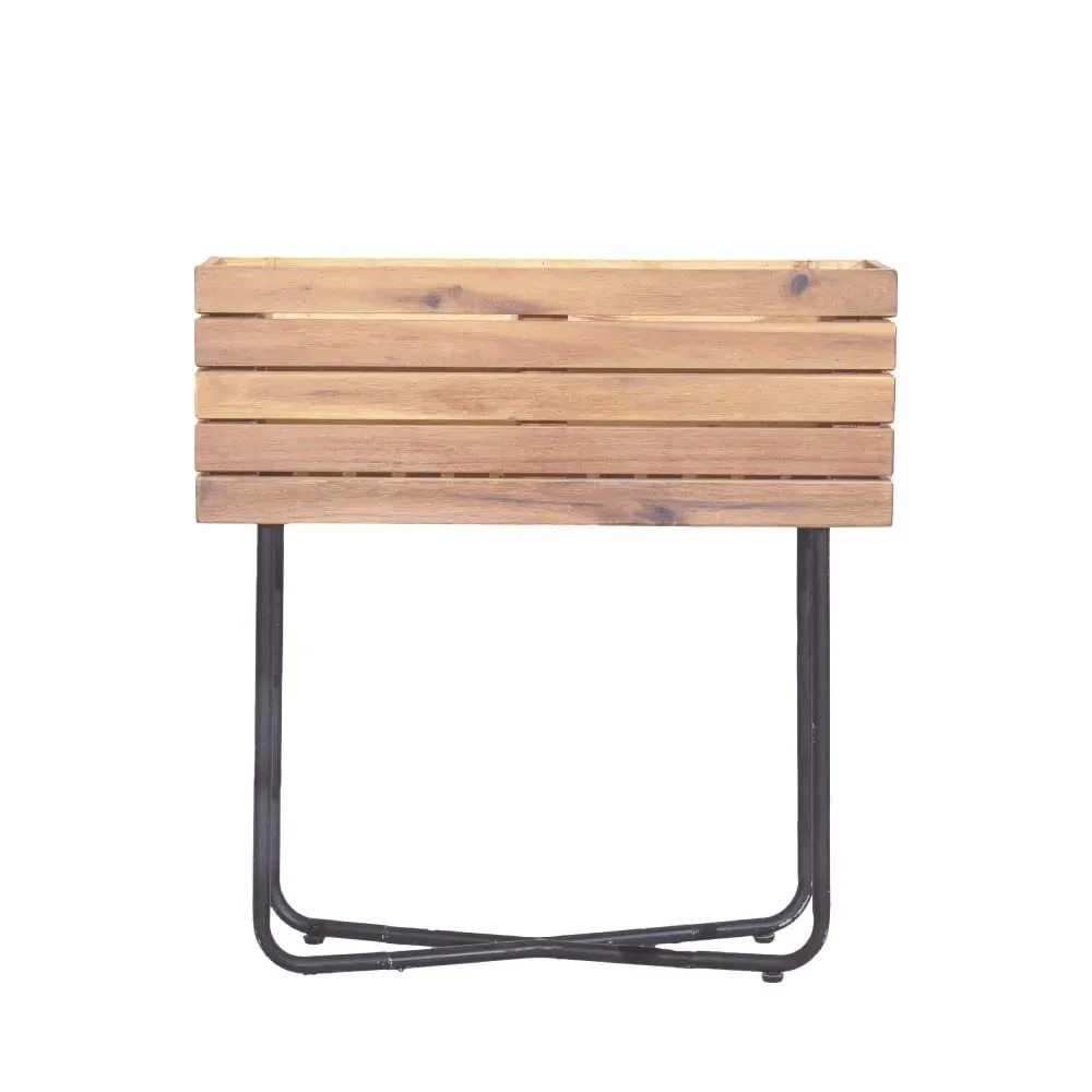 Jardinière en bois et métal H62cm - Bois clair