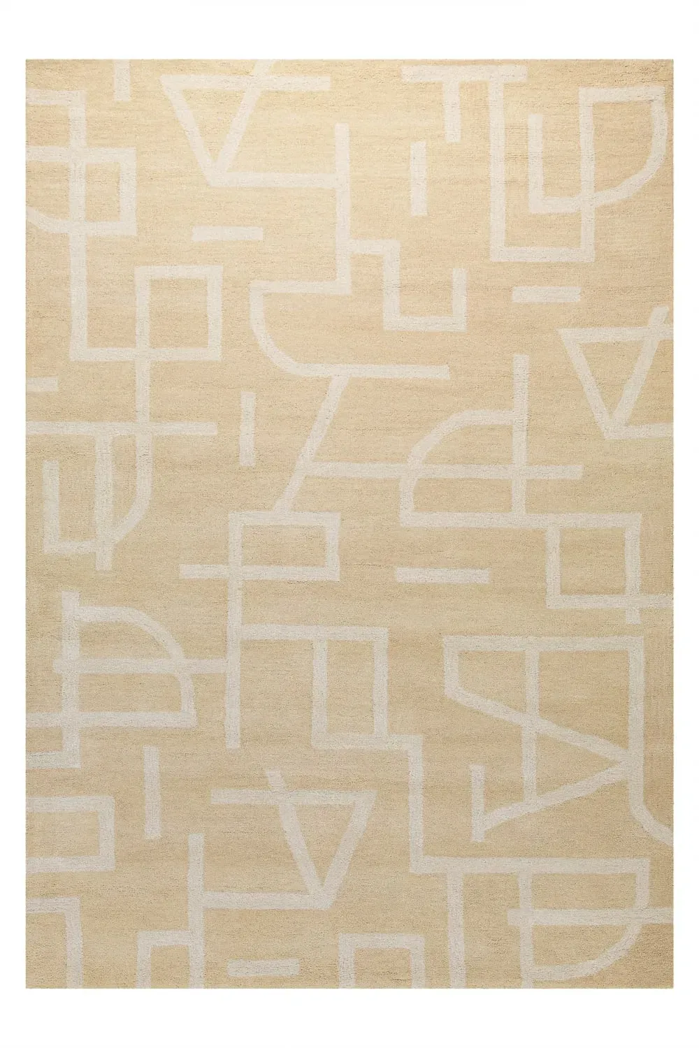 Tapis design minimaliste tufté pure laine sable et ivoire 70x140