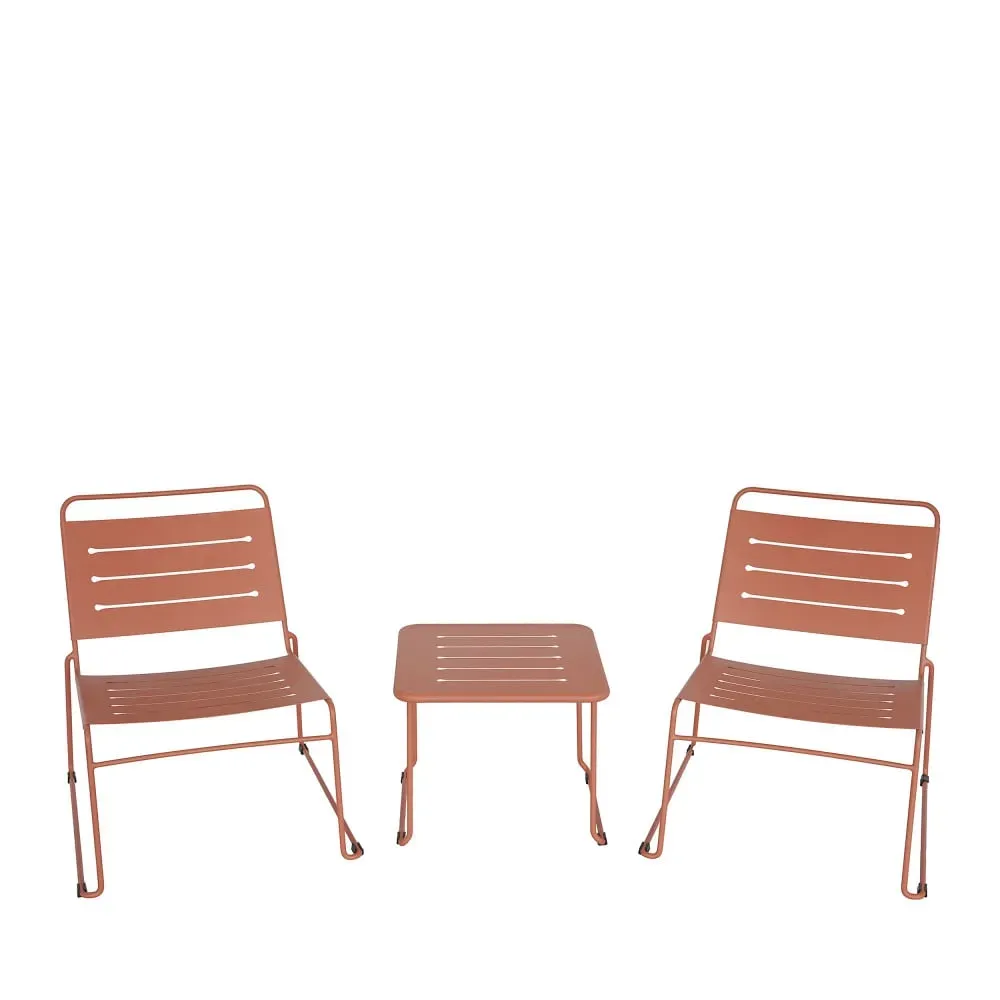 Salon de jardin 2 personnes en métal - Terracotta