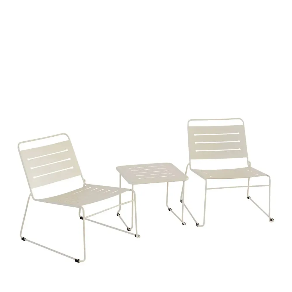 Salon de jardin 2 personnes en métal - Beige