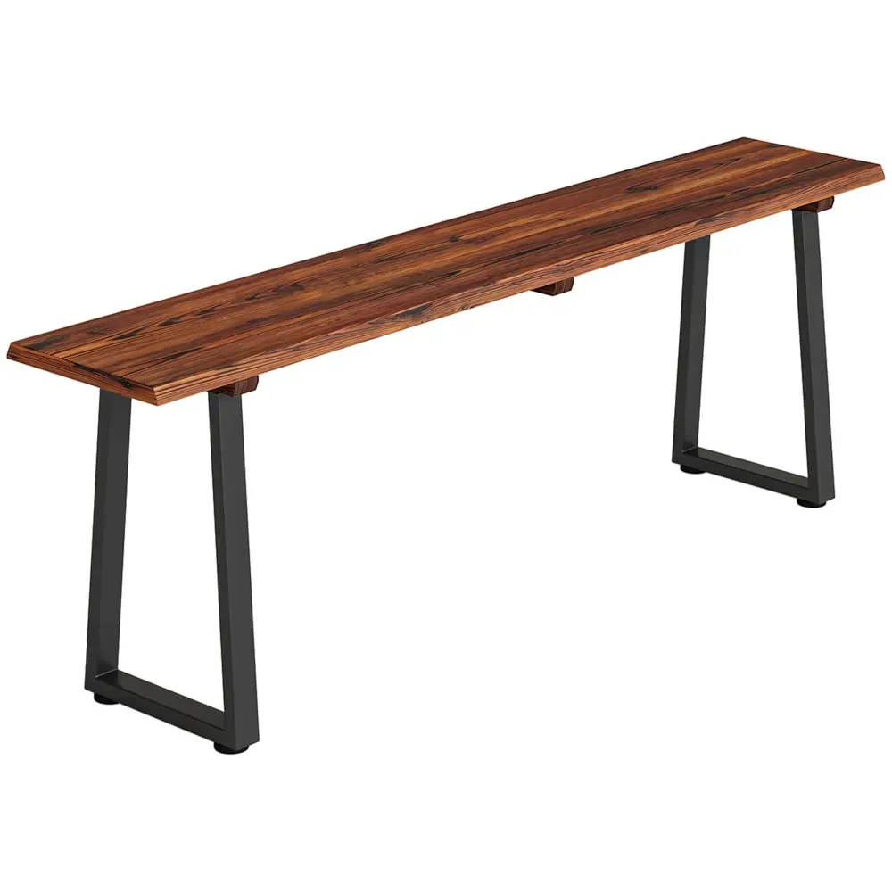 Banc de jardin sans dossier pieds trapézoïdaux 2 places bois carbonisé