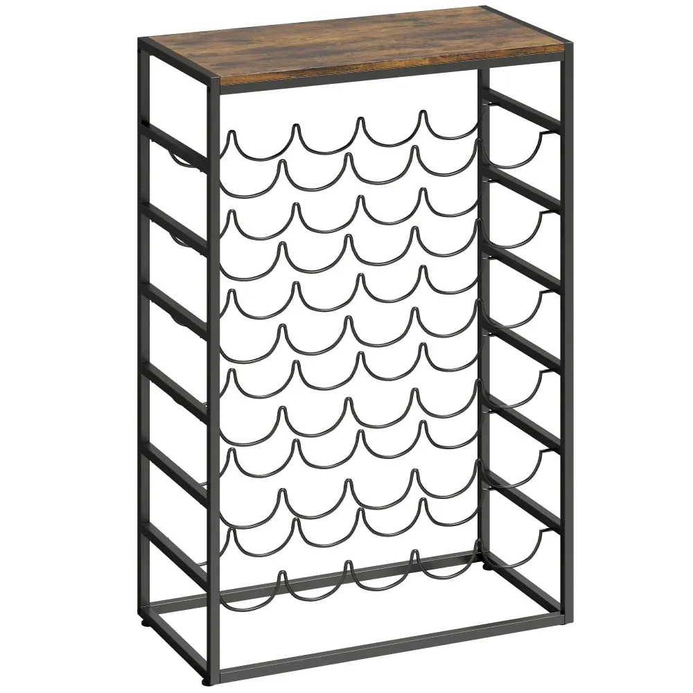 Casier à bouteilles 30 bouteilles 6 niveaux cadre en métal marron