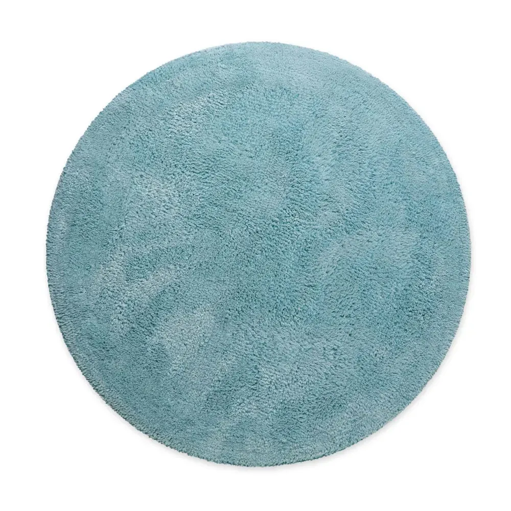 Tapis de bain bleu gris rond en coton 80 rd.