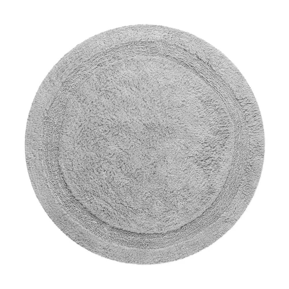 Tapis de bain gris clair rond en coton 80 rd.