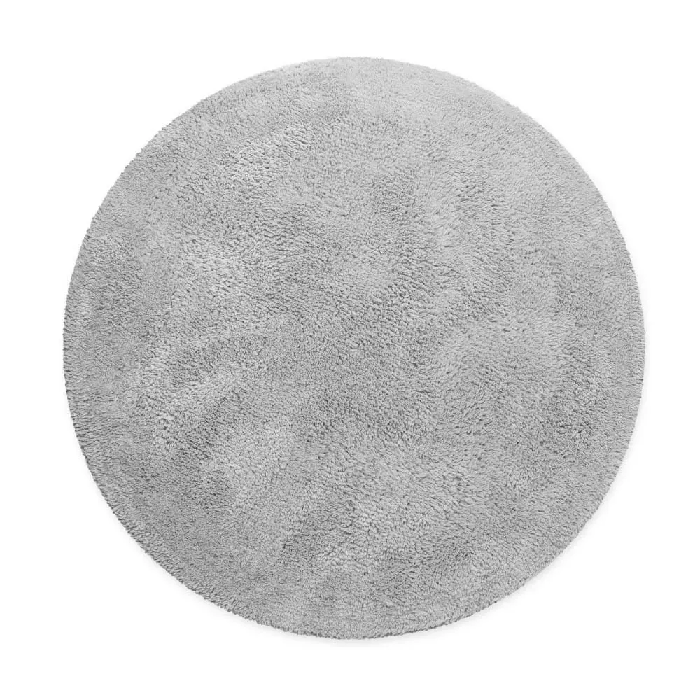 Tapis de bain gris clair rond en coton 80 rd.