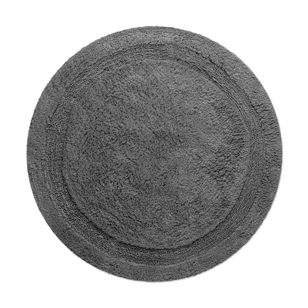Tapis de bain gris granit rond en coton 80 rd.