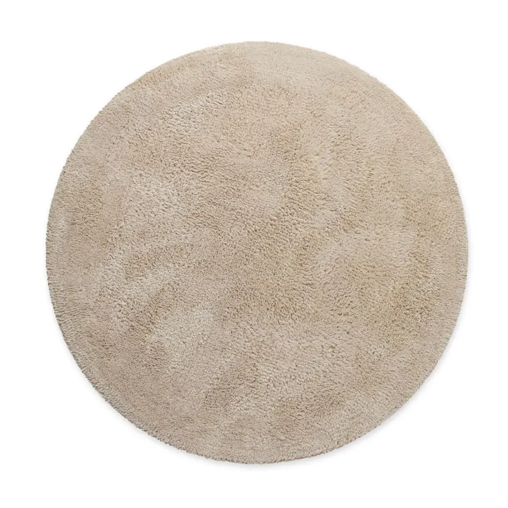 Tapis de bain beige rond en coton 80 rd.