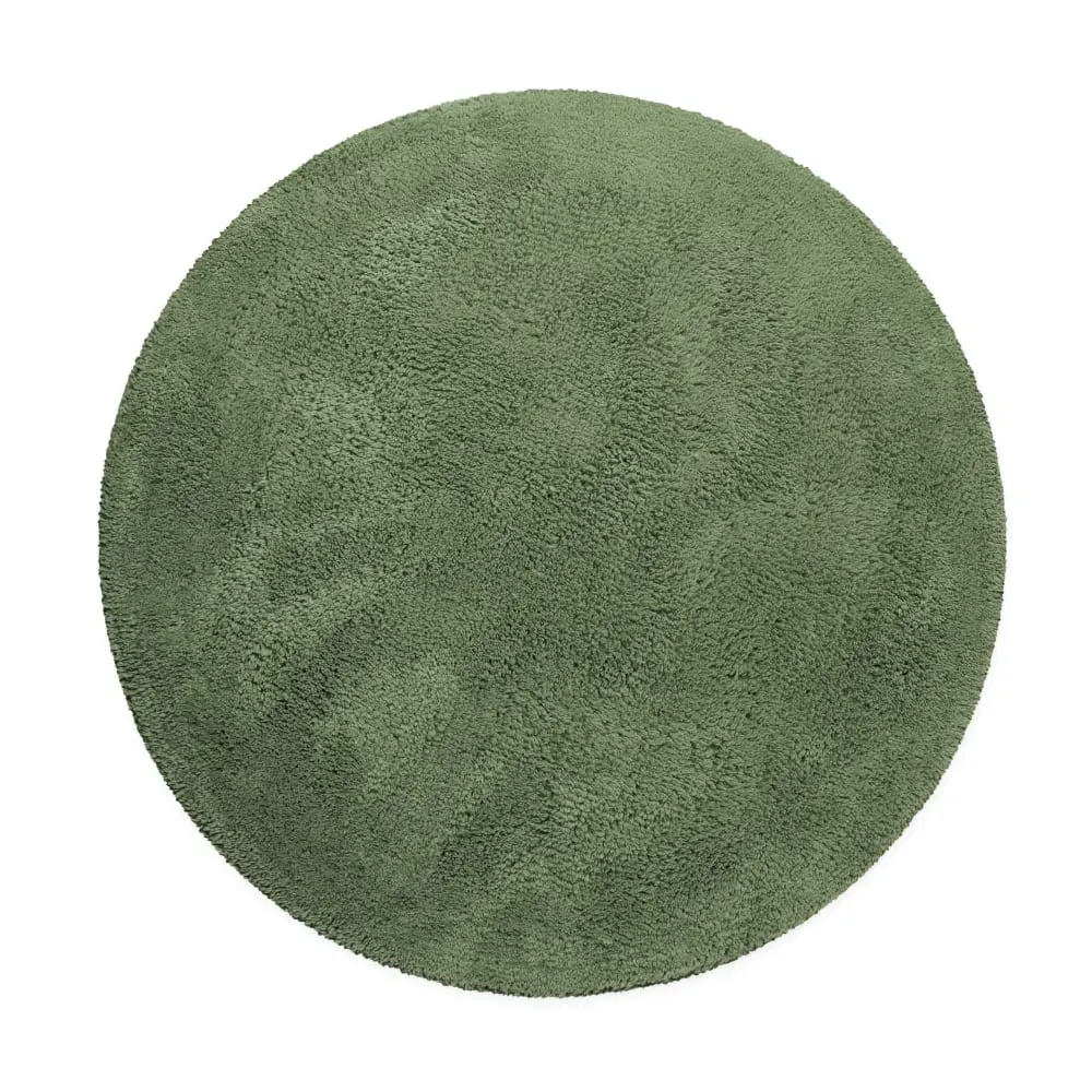 Tapis de bain vert rond en coton 80 rd.