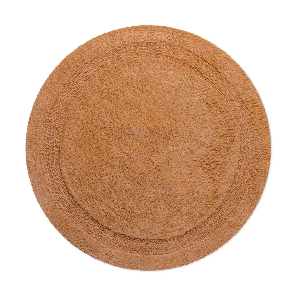 Tapis de bain terracotta rond en coton 80 rd.