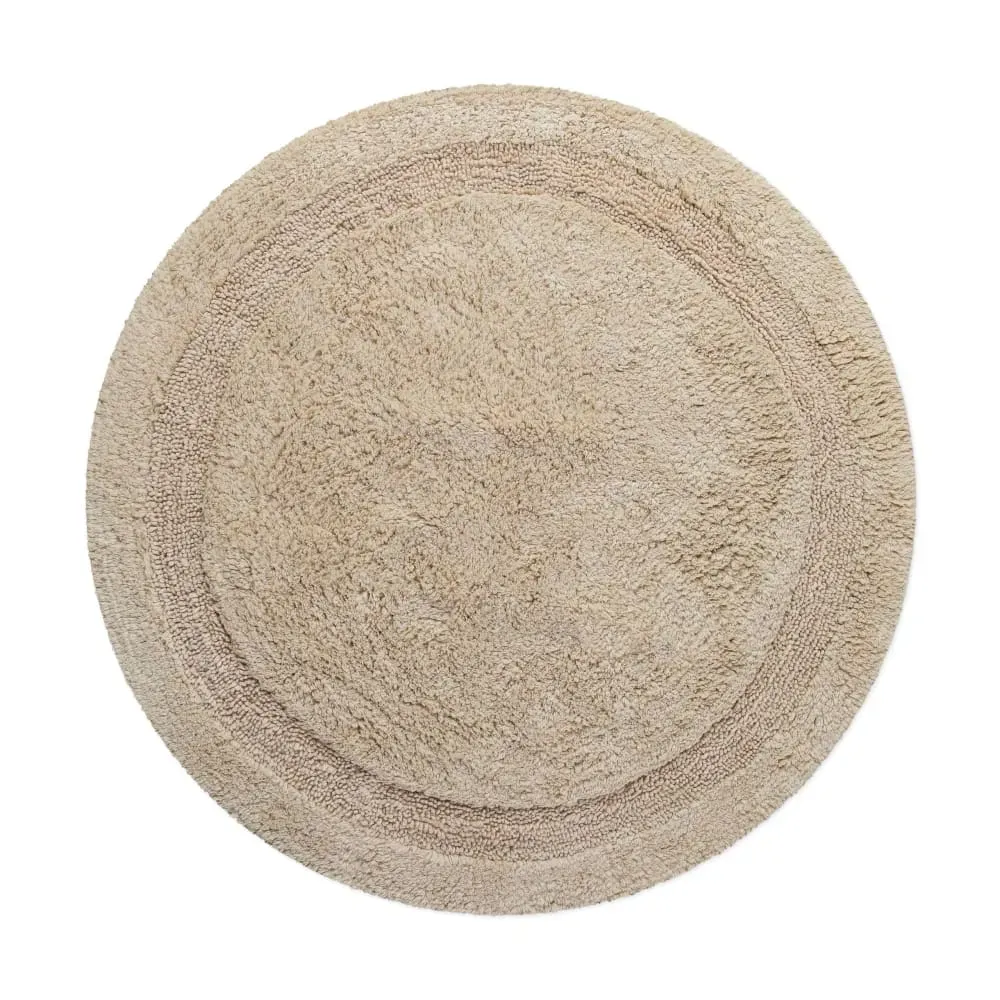Tapis de bain beige rond en coton 80 rd.