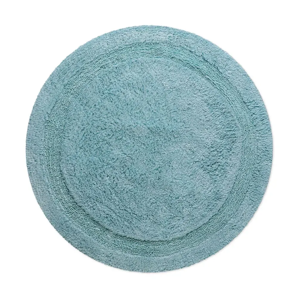 Tapis de bain bleu gris rond en coton 80 rd.