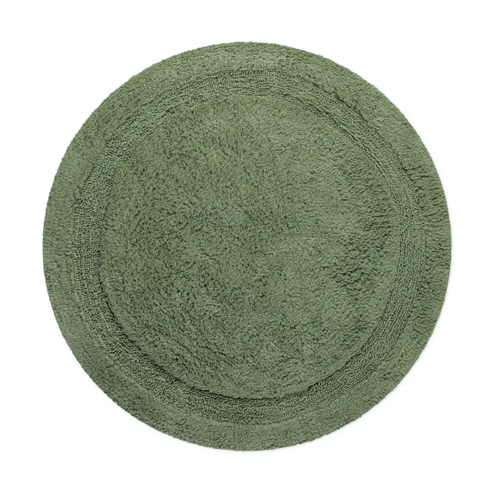 Tapis de bain vert rond en coton 80 rd.