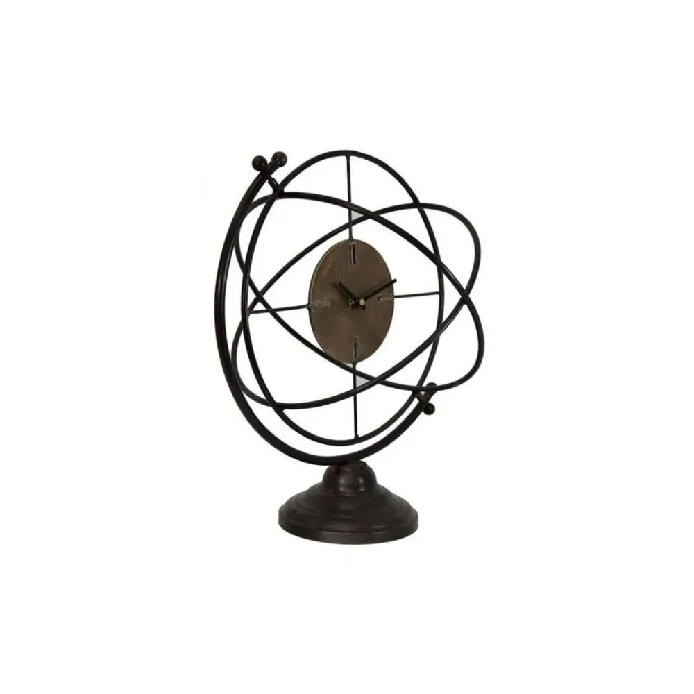 Horloge sphère à poser en métal noir