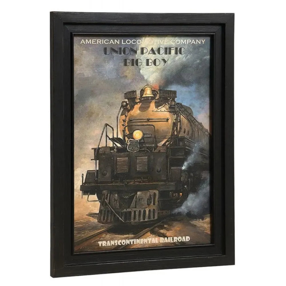 Gravure locomotive en bois noir