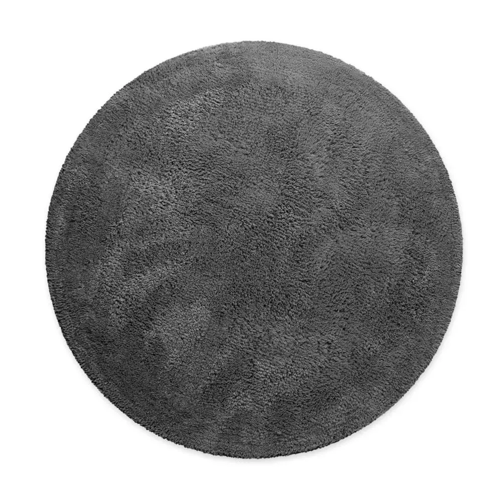 Tapis de bain gris granit rond en coton 80 rd.