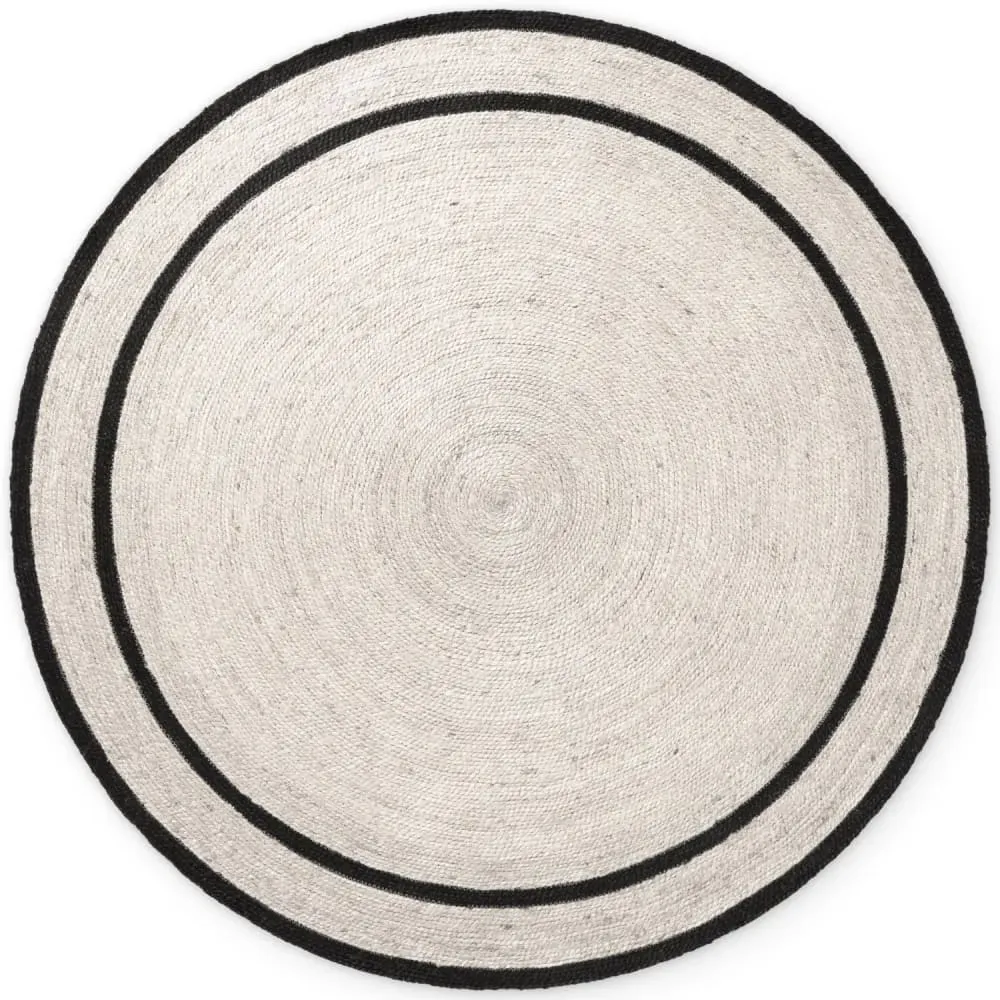 Tapis rond en Jute Ivoire et Noir 200cm