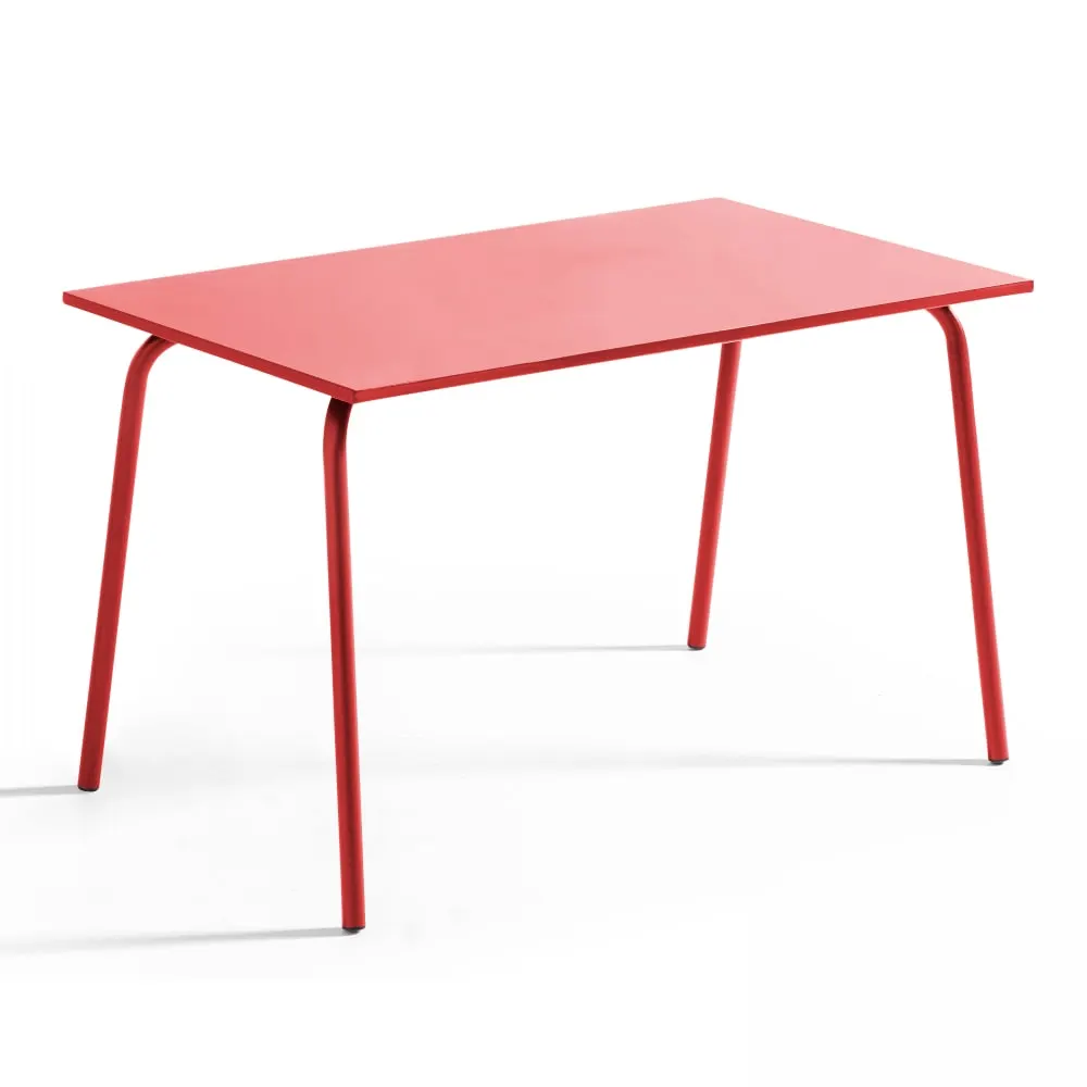 Table rectangle acier rouge