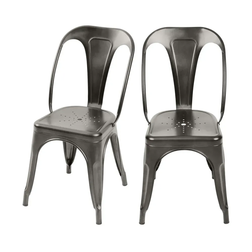 Lot de 2 chaises en métal gris
