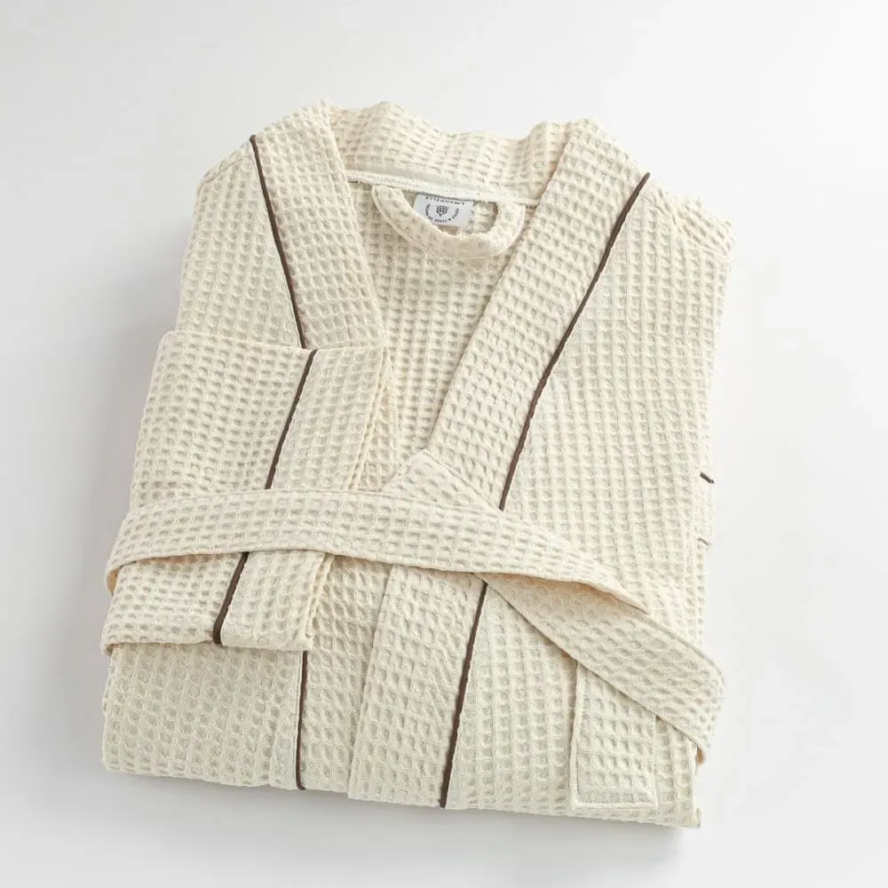 Peignoir nid d'abeille en coton beige 9xl