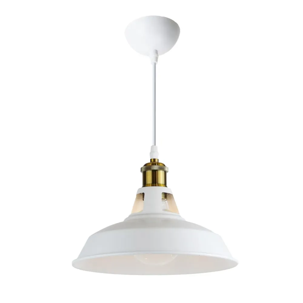 Suspension industrielle métal blanc 27 cm