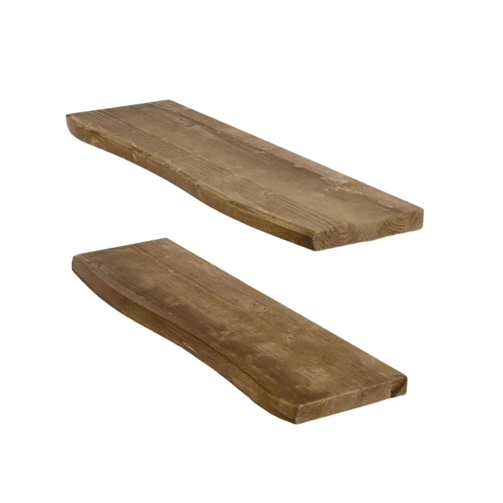 Étagère murale sapin massif marron 2 étagères 60x20 cm