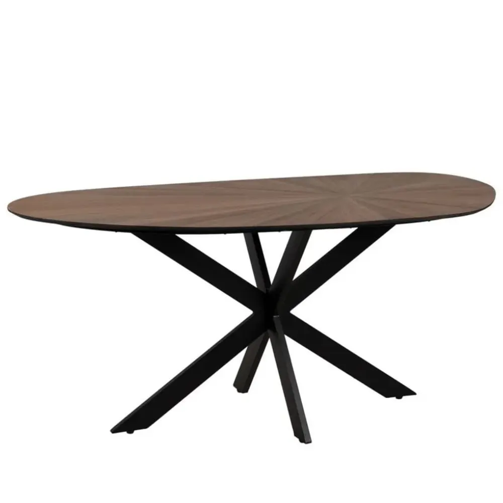 Table à manger  MDF naturel et acier noir 178cm
