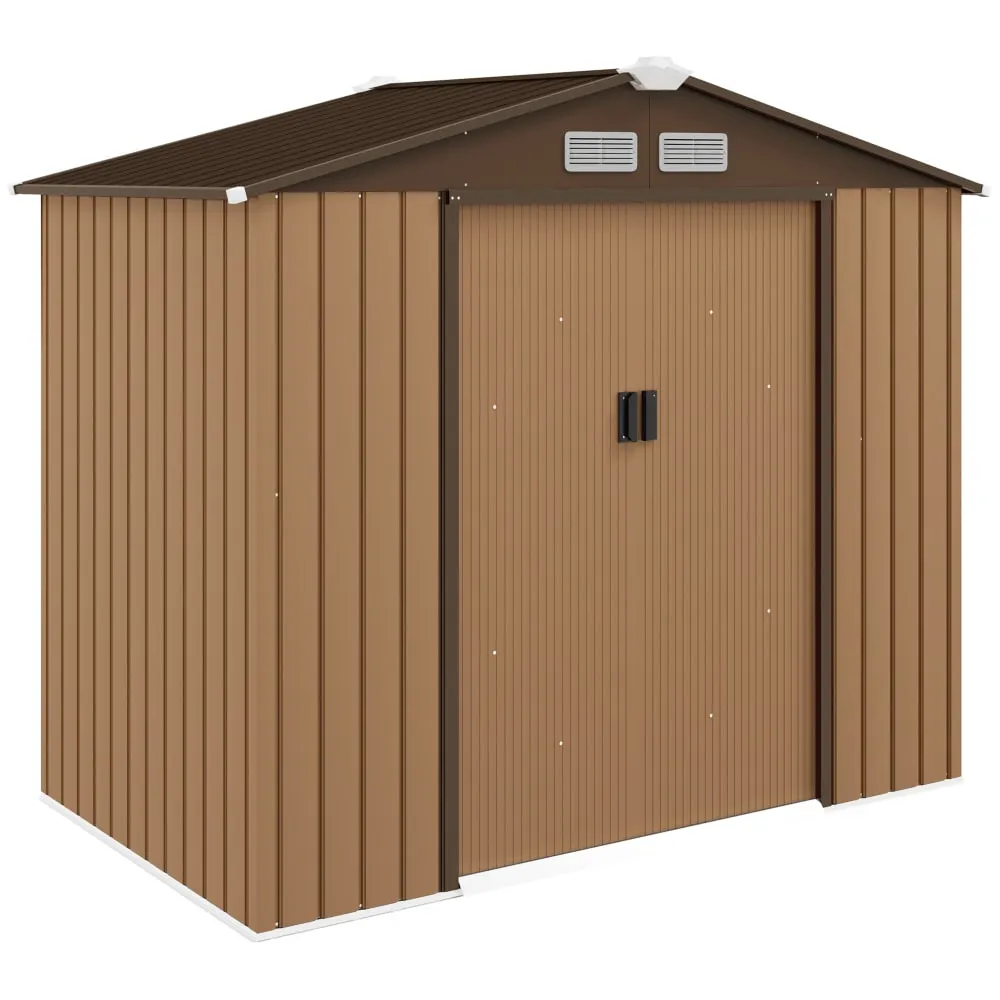 Abri de jardin porte verrouillable acier ocre