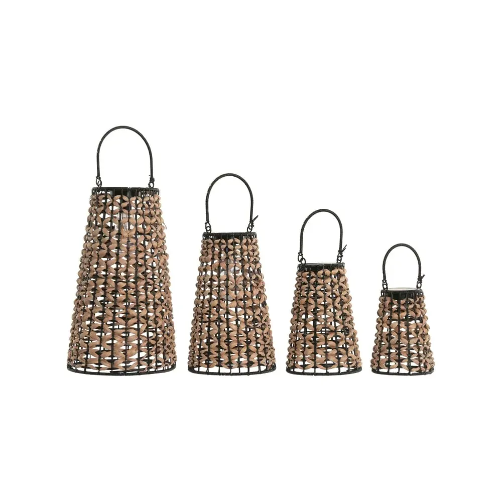 Lot de 4 lampes solaires LED en fibre marron