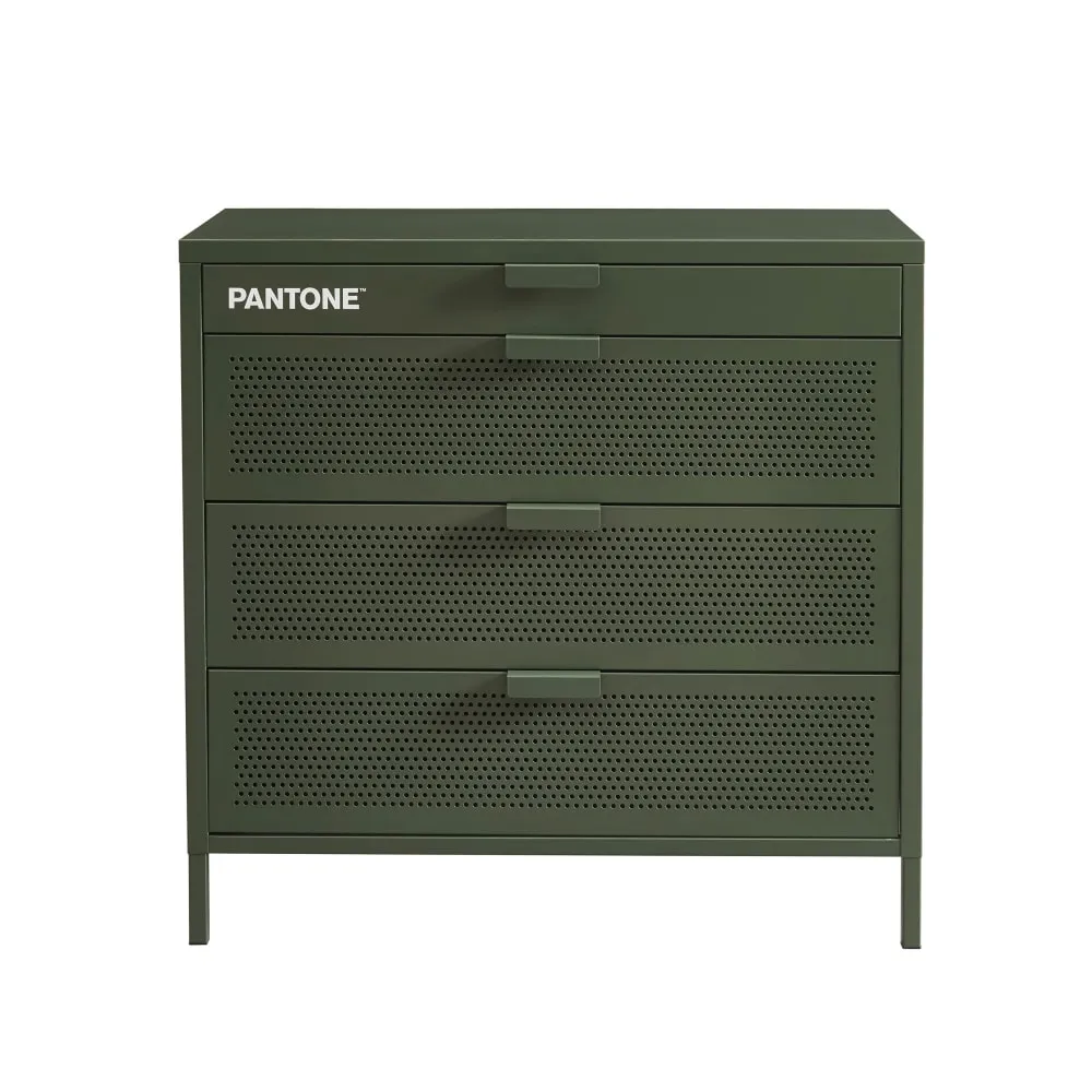 Commode métal 4 tiroirs vert olive 80cm