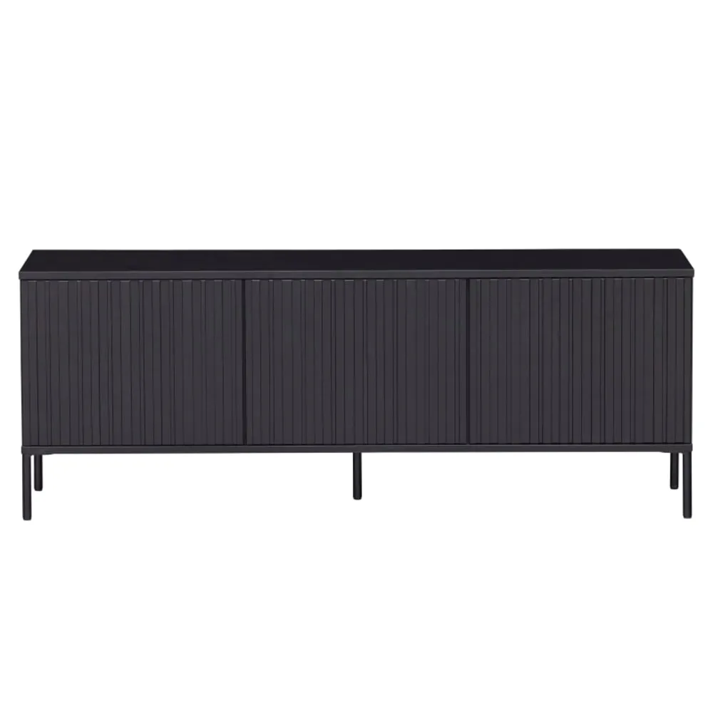 Meuble TV en bois massif FSC noir 144x44x56cm