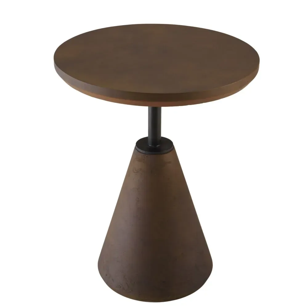 Table d'appoint ronde en béton marron D40cm