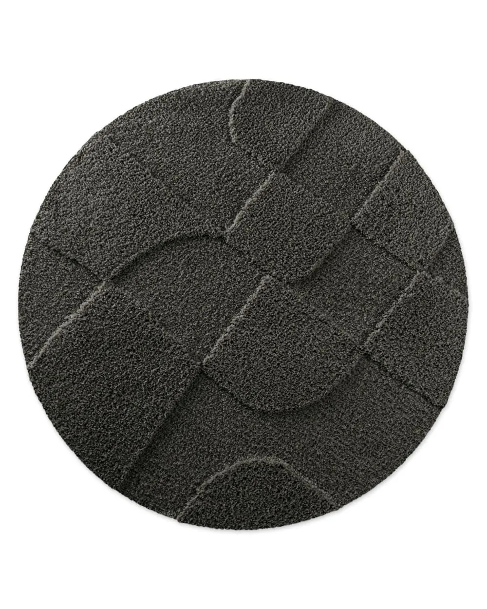 Tapis de bain rond à relief anthracite 80 rd.