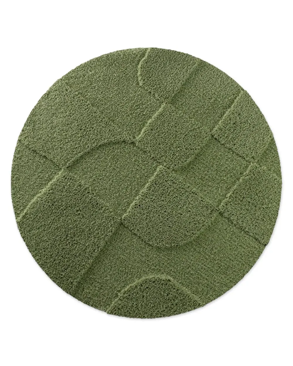 Tapis de bain rond à relief vert olive 80 rd.