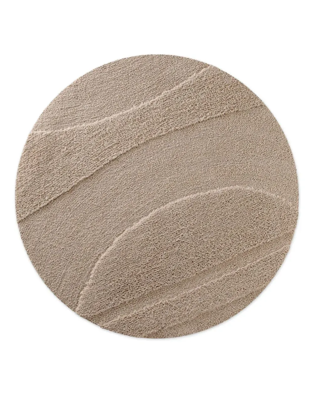 Tapis de bain rond à relief beige sable 80 rd.