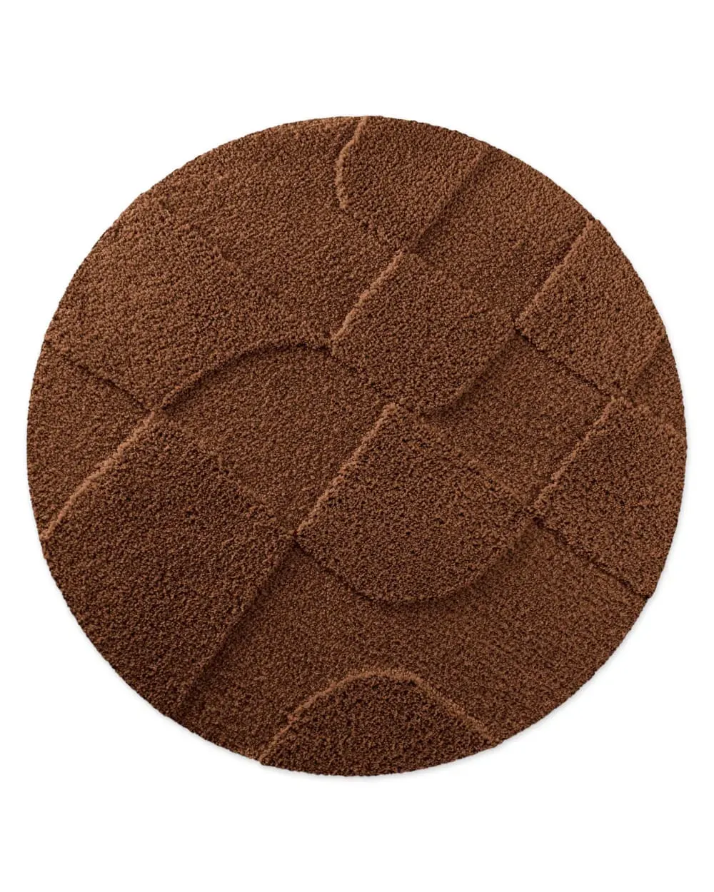 Tapis de bain rond à relief marron 80 rd.