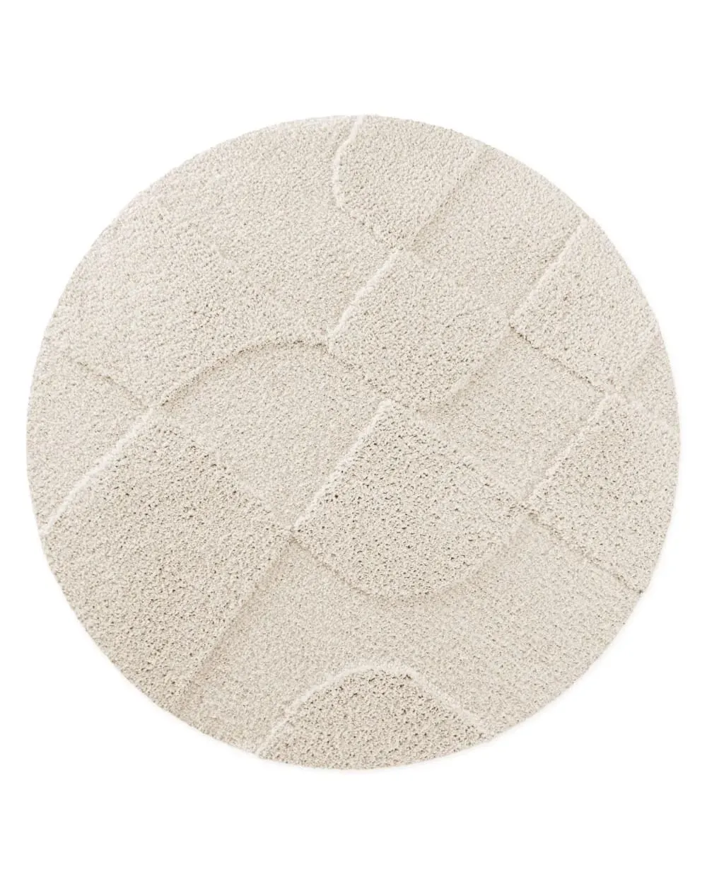 Tapis de bain rond à relief blanc crème 80 rd.
