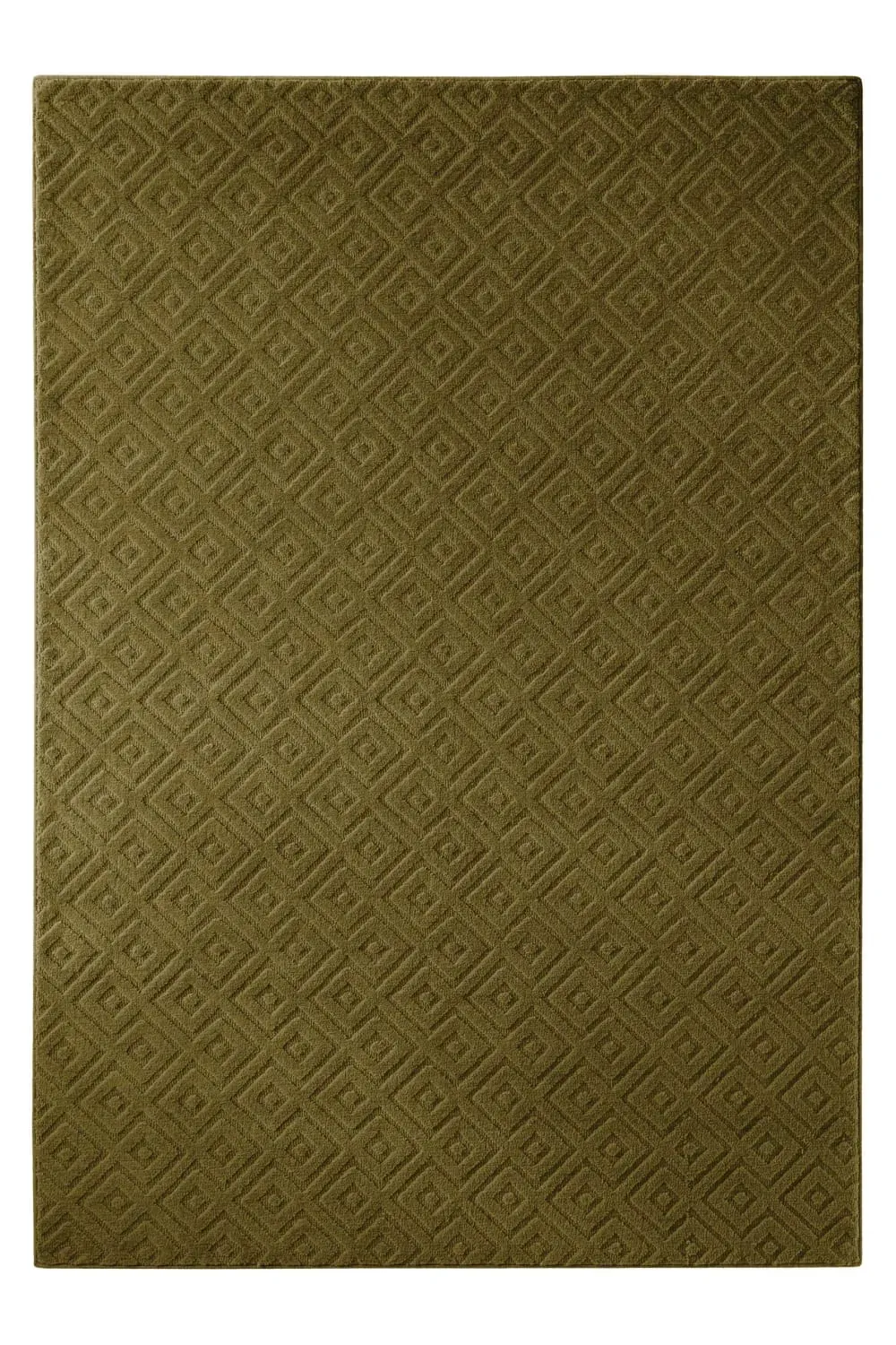 Tapis en laine avec relief vert olive foncé 140x200