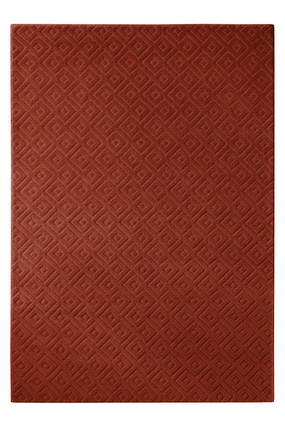 Tapis en laine avec relief rouge brique 160x230