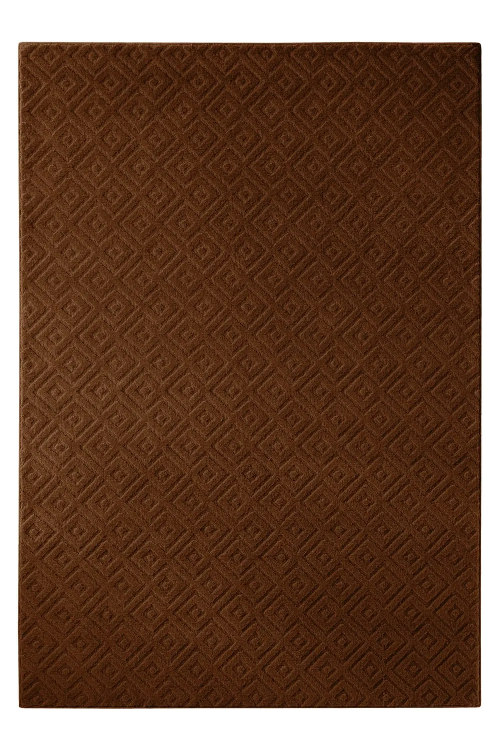 Tapis en laine avec relief marron 140x200
