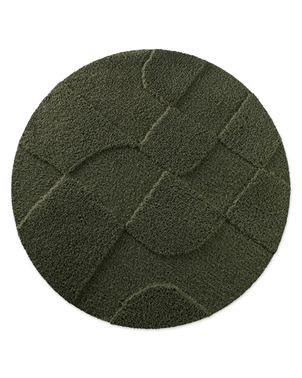 Tapis de bain rond à relief kaki foncé 80 rd.