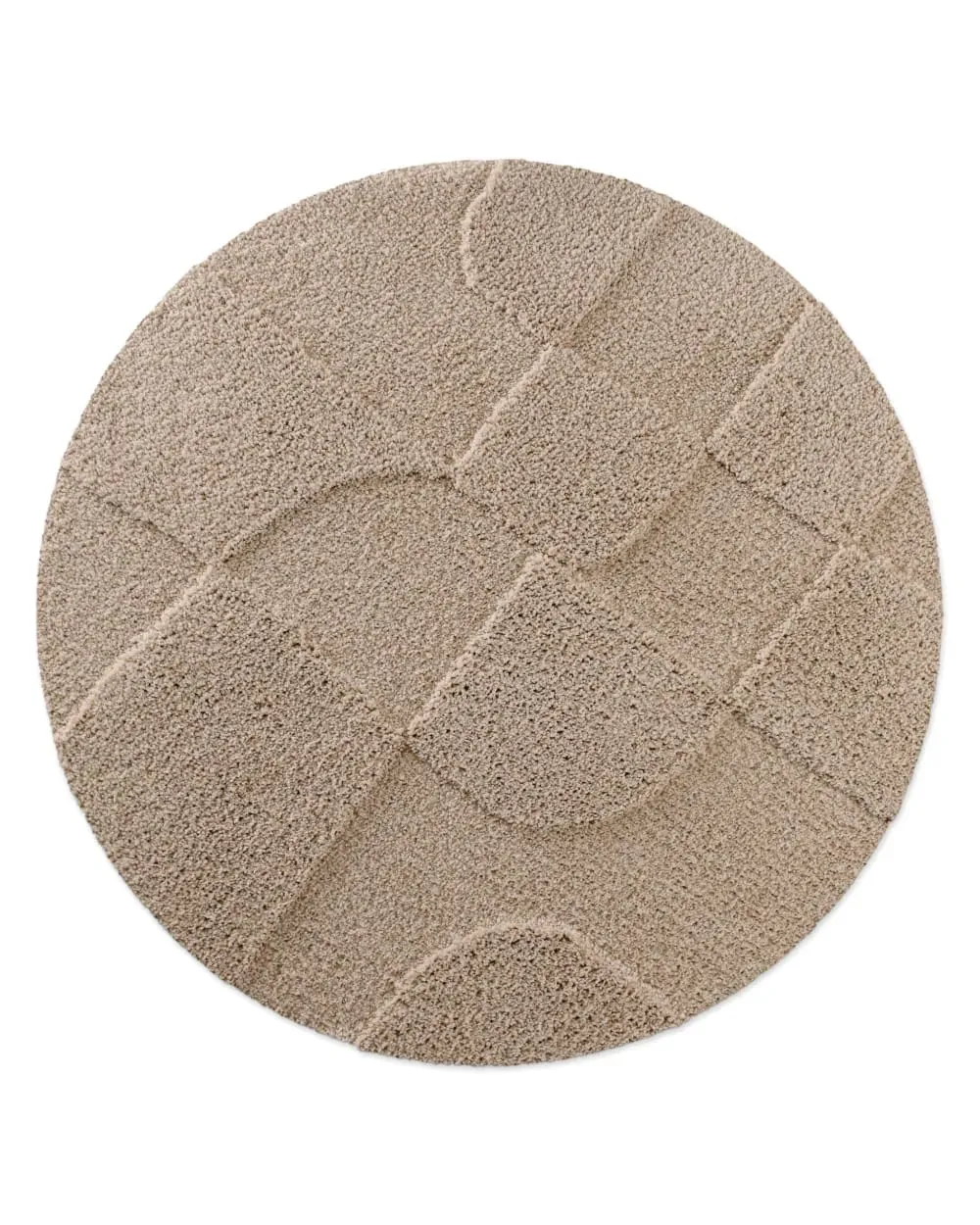 Tapis de bain rond à relief beige sable 80 rd.