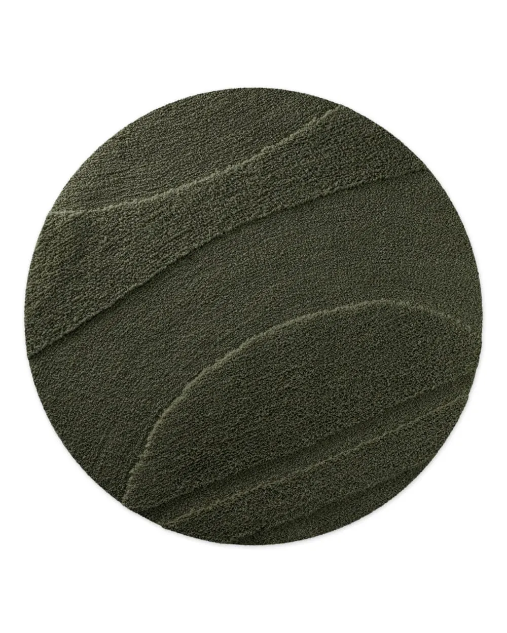 Tapis de bain rond à relief kaki foncé 80 rd.